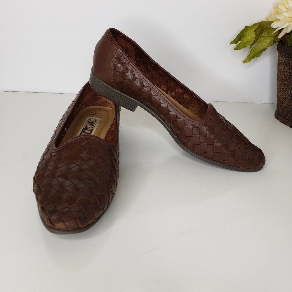 The Leather Collection Woven Ballet Flats 8 Wide